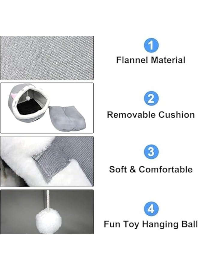 بيوينتي سرير القط ، منزل القط ، سرير مع وسادة قابلة للإزالة ، قاعدة مضادة للانزلاق ، مثالية للقطط والكلاب الصغيرة ، الراحة الهادئة مع لعبة معلقة ، آلة قابلة للغسيل ، 48x44x42cm - Image 3