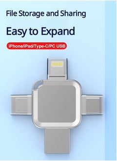 4-in-1 High Speed USB Flash Drive with Micro USB and Type-C Ports, Compatible with Android Smartphones, iPhone, iPad, MacBook, and Laptops - Silver 64GB - pzsku/ZB0B9E184C4138A240309Z/45/1741437343/67ae84b4-37c9-4862-8430-90a997ed7b8f