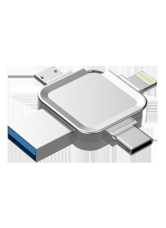 Bonic - 4-in-1 High Speed USB Flash Drive with Micro USB3.0 and Type-C Ports, Compatible with Android Smartphones, iPhone, iPad, MacBook, and Laptops - Silver 64GB - Image 1