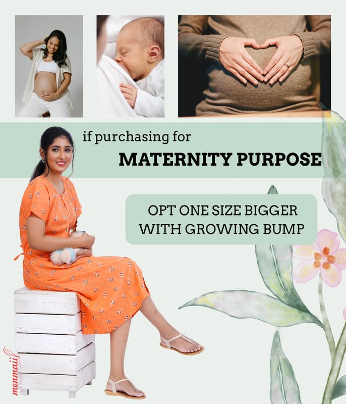 MENMAII Women's [L-4XL] Full Open/Front Buttoned [a Kind of Adaptive Clothing] Multipurpose Nighty for Maternity/Pregnancy/Elderly/Patient/Feeding/Hospital Purpose Nighty(Light Orange XL/Calf Length - Image 3