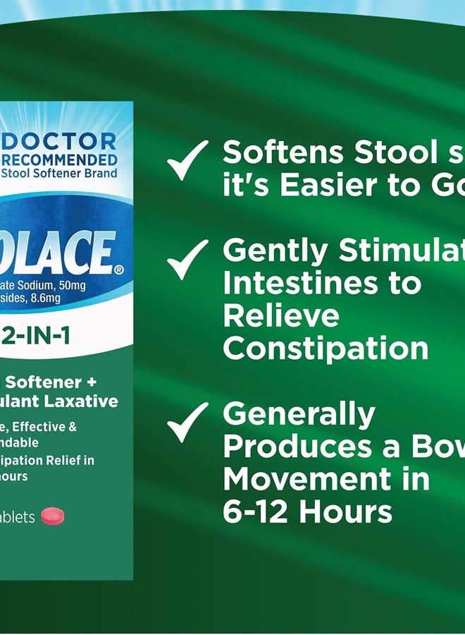 COLACE 2-In-1 Stool Softener Plus Stimulant Laxative for Gentle Effective Constipation Relief, Docusate Sodium Plus Sennosides, 60 Count - Image 4