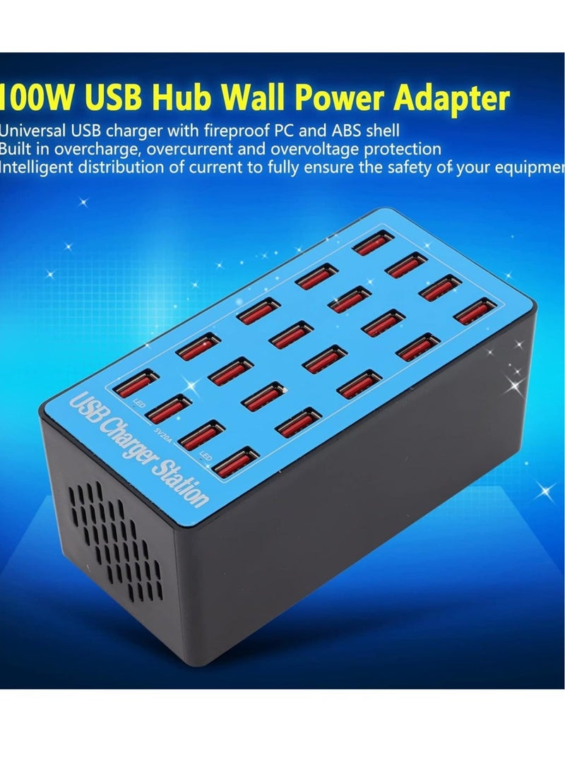 20-Port USB Charging Station, 80W, 2.4A Per Port, Charge 20 Devices Simultaneously, Non-Slip Design, Multi-Port Charger for Smartphones, Tablets & USB Devices (EU Plug) - Image 2