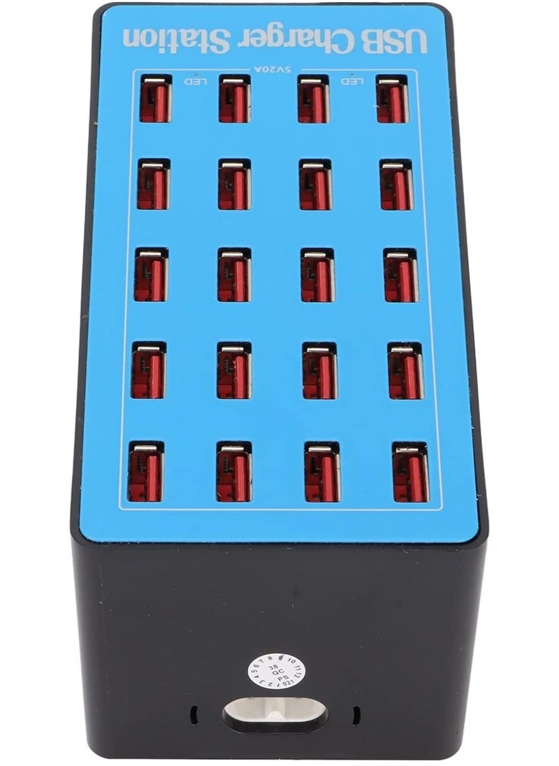 20-Port USB Charging Station, 80W, 2.4A Per Port, Charge 20 Devices Simultaneously, Non-Slip Design, Multi-Port Charger for Smartphones, Tablets & USB Devices (EU Plug) - Image 3