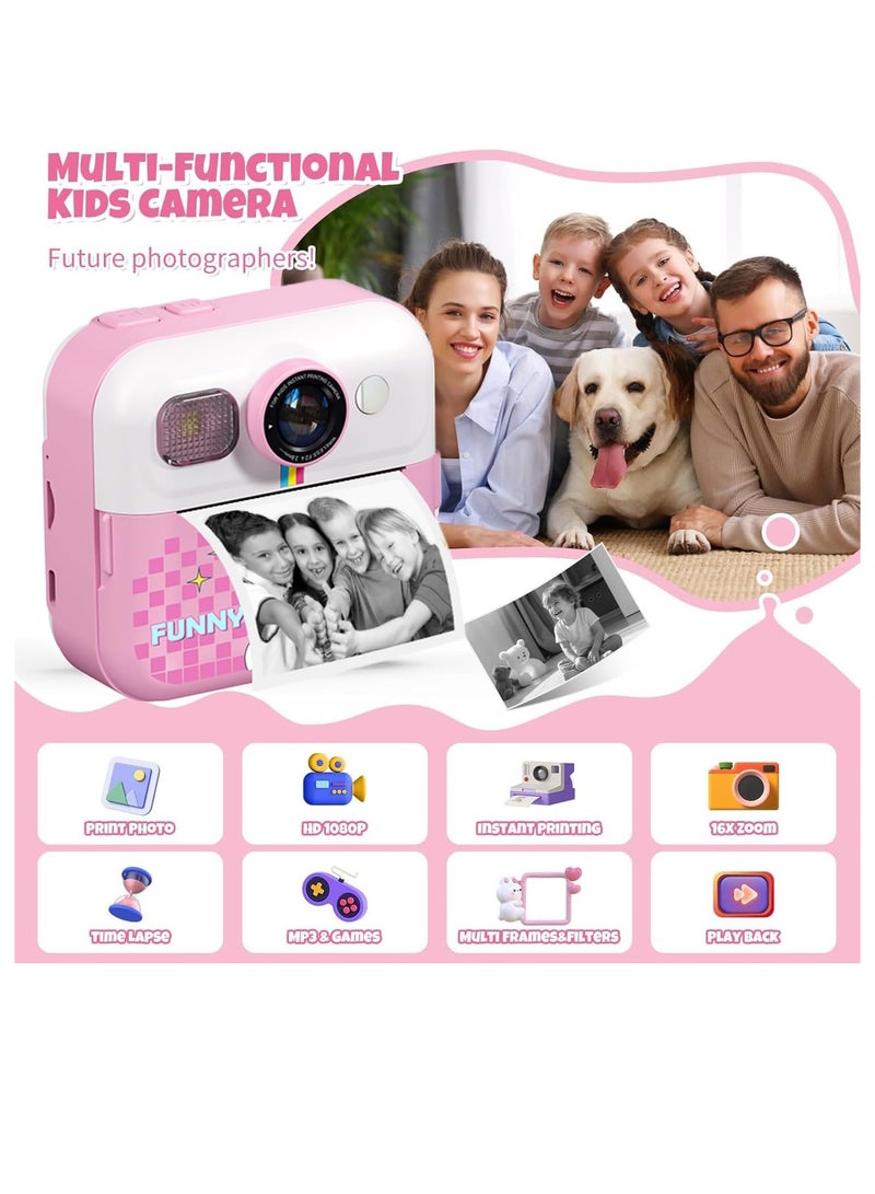 BlueFire CP02 Kids Instant Print Camera – 2.4” HD Screen, Thermal Printing, 1500mAh Battery, 32GB Expandable Storage, Digital Camera for Kids Ages 3-14 | Includes 3 Print Rolls, 5 Color Pens, Video Recorder, Puzzle Games, MP3 Player – Perfect Birthday Gift for Boys & Girls - Image 2