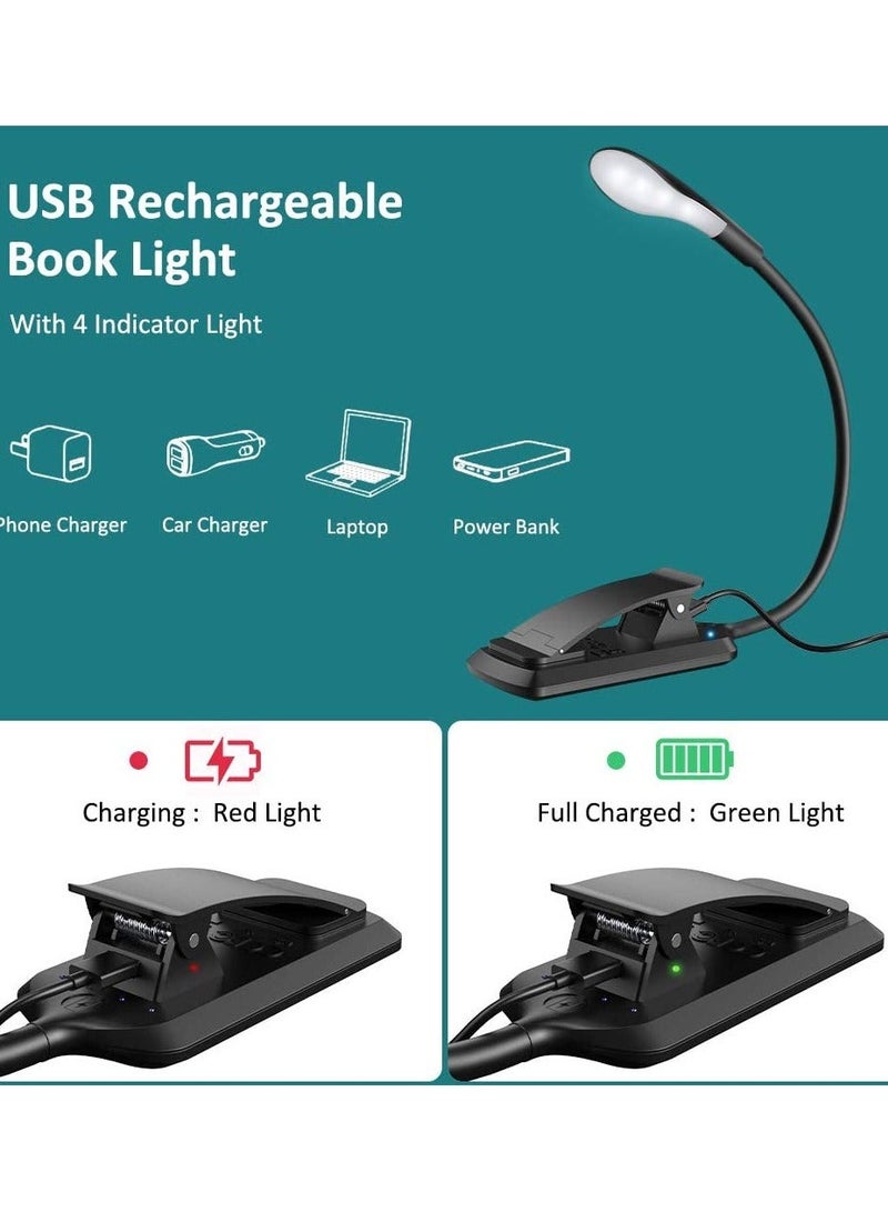 Excefore Reading Light, Eye-Care Book Light 360° Flexible Clip on Book Light, 3 Level Brightness USB Rechargeable, Touch Switch, Eye Care Mini Night Light for Reading in Desk, Bed, Travel (1 unit) - Image 4
