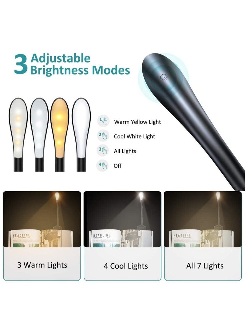 Excefore Reading Light, Eye-Care Book Light 360° Flexible Clip on Book Light, 3 Level Brightness USB Rechargeable, Touch Switch, Eye Care Mini Night Light for Reading in Desk, Bed, Travel (1 unit) - Image 2