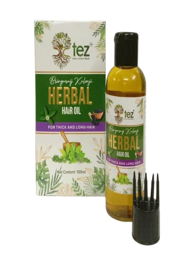 TEZ Herbal Hair Oil with Bhringraj and Kalonji | Natural Nourishing Hair Care Oil for Healthy, Thick and Long Hairs | Lightweight Non-Sticky Formula | Suitable for Men and Women, 100 ml (Pack of 1) - Image 1