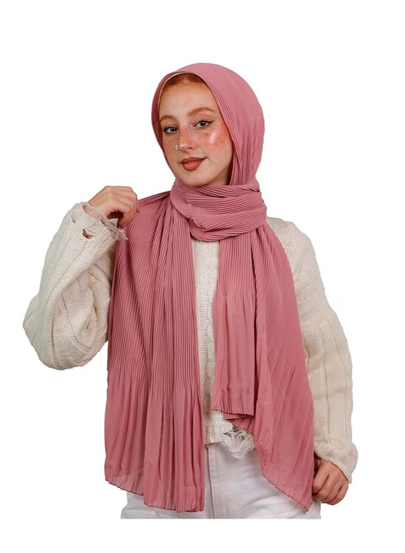 Soft chiffon scarf with comfortable and gorgeous plissed on the head, size (75 cm * 200 cm) 