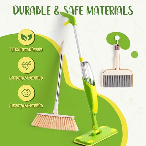 Yeeammk Kids Cleaning Toy Set,Mini Spray Mop Montessori Toys Pretend Play Cleaning Tool for Toddlers with Spray Mop & Kids Broom Dustpan Set Cleaning Toys Gift for Toddlers Girls Boys Age 3+ - Image 5