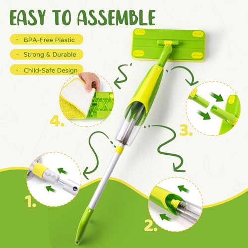 Yeeammk Kids Cleaning Toy Set,Mini Spray Mop Montessori Toys Pretend Play Cleaning Tool for Toddlers with Spray Mop & Kids Broom Dustpan Set Cleaning Toys Gift for Toddlers Girls Boys Age 3+ - Image 4