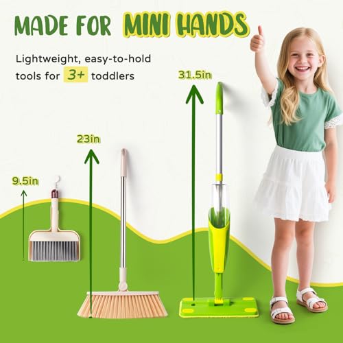 Yeeammk Kids Cleaning Toy Set,Mini Spray Mop Montessori Toys Pretend Play Cleaning Tool for Toddlers with Spray Mop & Kids Broom Dustpan Set Cleaning Toys Gift for Toddlers Girls Boys Age 3+ - Image 3