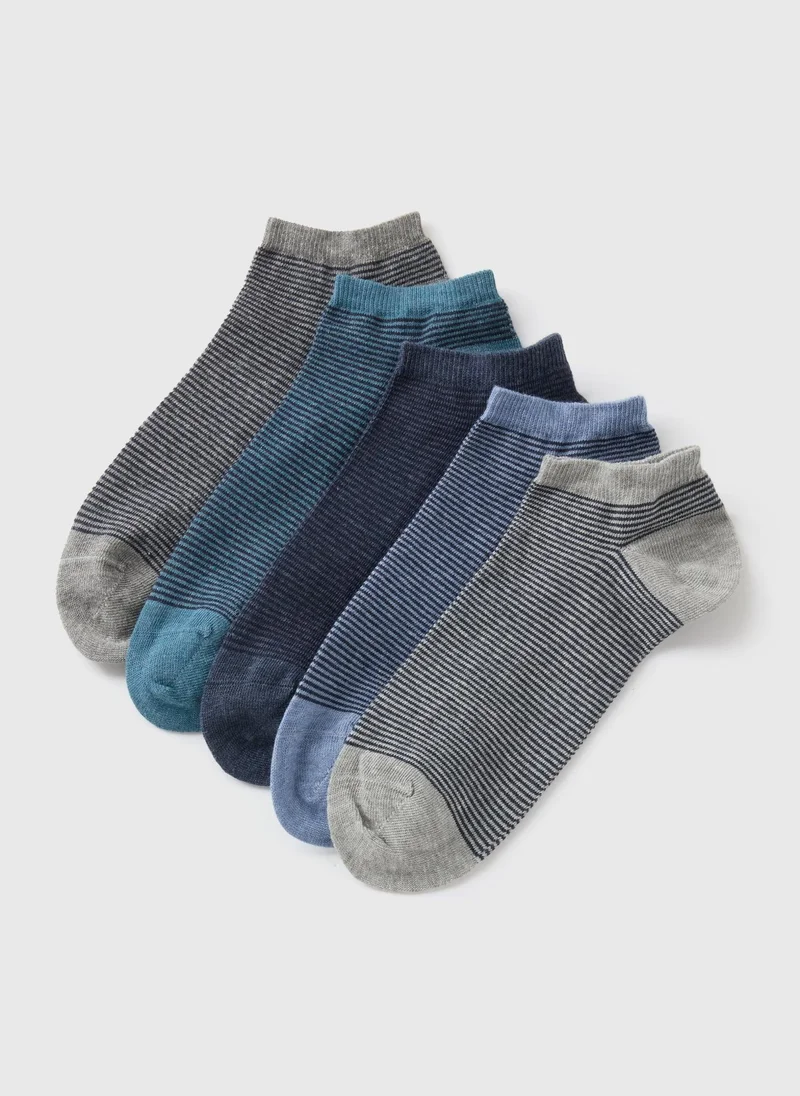 Matalan 5 Pack Multicolour Stripe Trainer Socks