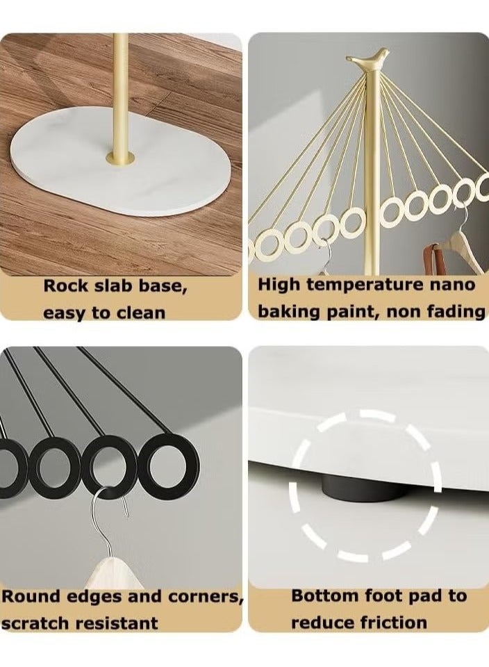 Beauenty Coat Rack,Freestanding Clothes Stand Rack with Marble Base,Metal Garment Rack Hall Coat Tree,Space-Saving Clothes Hanger Organizer for Hanging Clothes,Handbags,Umbrella - Image 5