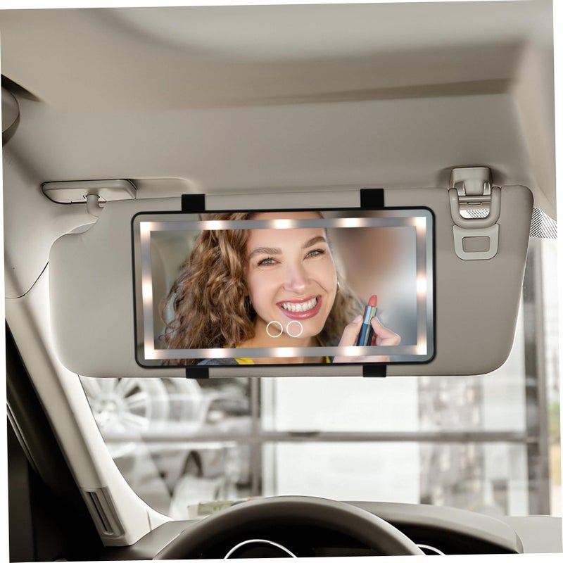 Rechargeable Touch Control Visor Vanity Mirror with LED Lights - Image 4