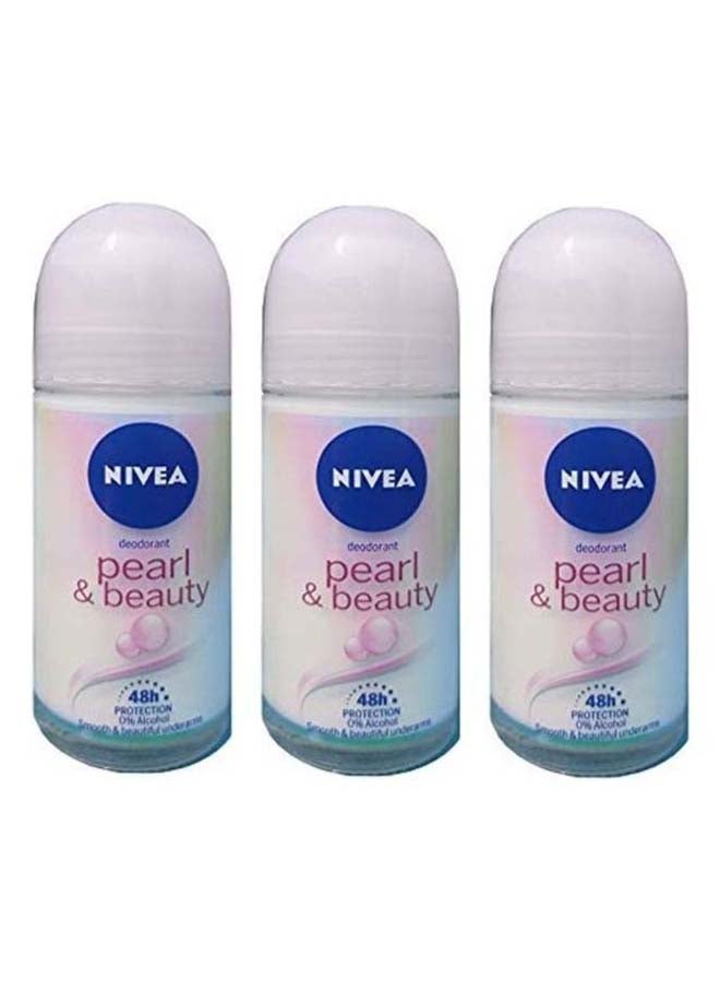 3 Pack Pearl And Beauty Deodorant Roll-On 225g