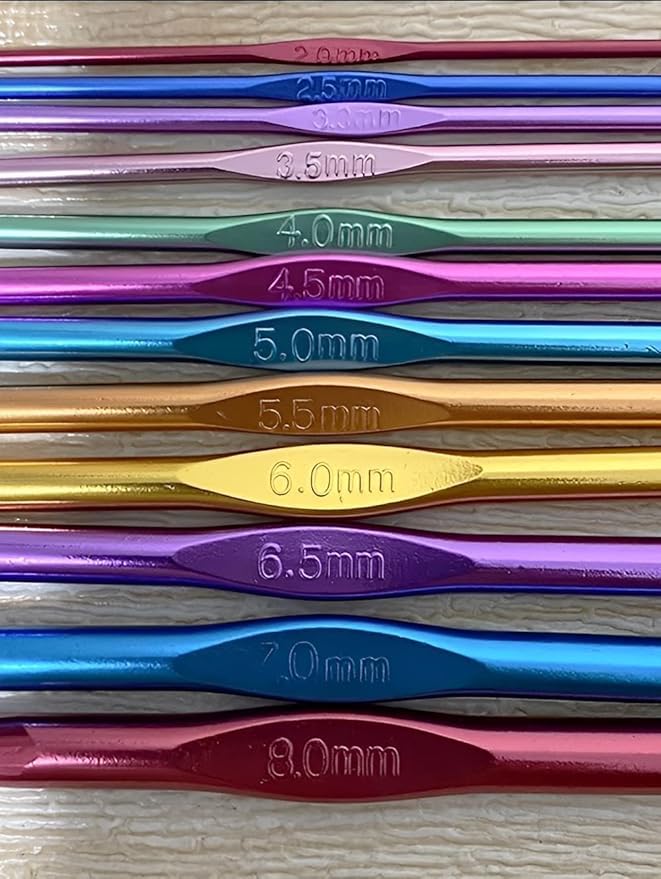 Prabhas Designs 12pcs Crochet Hooks Set Aluminium Knitting Crochet Needle Kit Hand Knitted Sewing Kit Diy Weave Yarn Craft Tool To Knit Hats Socks Sweaters Purses Sling Bag BootiesMulticolour 2mm to 8mm - Image 2