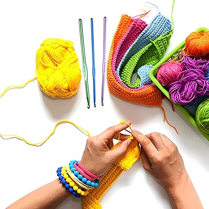 Prabhas Designs 12pcs Crochet Hooks Set Aluminium Knitting Crochet Needle Kit Hand Knitted Sewing Kit Diy Weave Yarn Craft Tool To Knit Hats Socks Sweaters Purses Sling Bag BootiesMulticolour 2mm to 8mm - Image 3