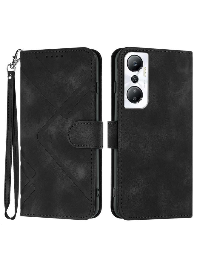 S-TOP Case For Infinix Hot 20 4G Line Pattern Skin Feel Leather Phone Case - Image 1