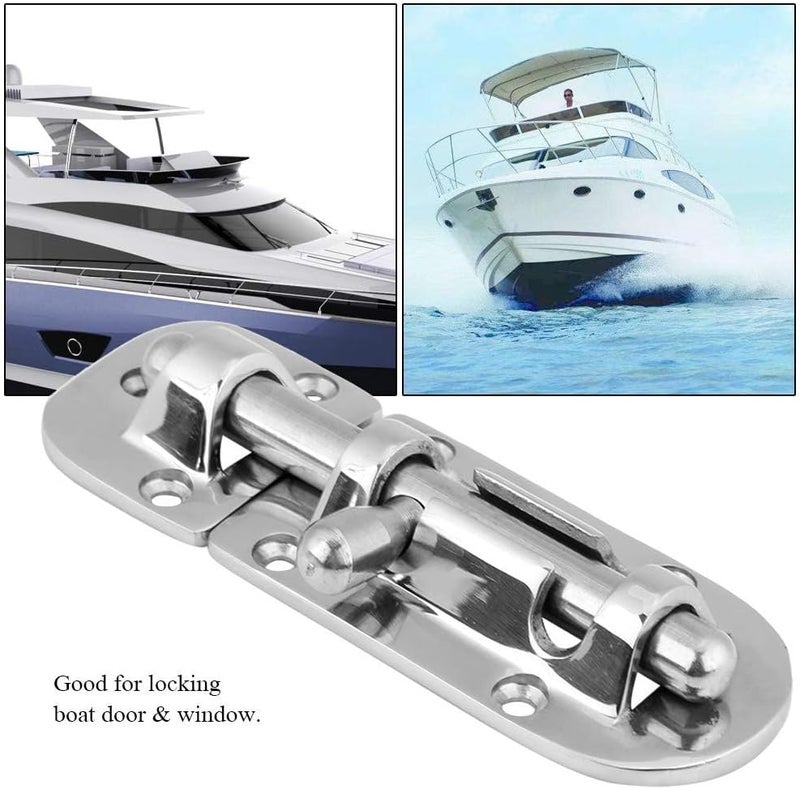 Luckam Sliding Bolt Gate Latch Hardware, Stainless Steel Barrel Bolt Latch with Padlock Hole, Boat Door Lock Latch, Sliding Deadbolt Door Window Lock Latch Slide Barrel Bolt Clasp - Image 3