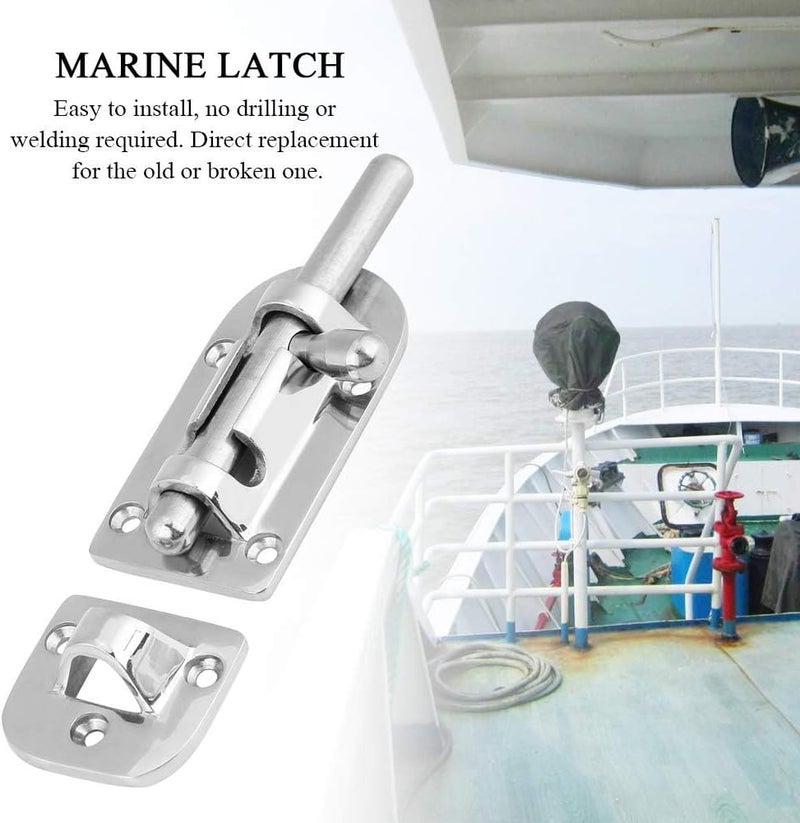 Luckam Sliding Bolt Gate Latch Hardware, Stainless Steel Barrel Bolt Latch with Padlock Hole, Boat Door Lock Latch, Sliding Deadbolt Door Window Lock Latch Slide Barrel Bolt Clasp - Image 2
