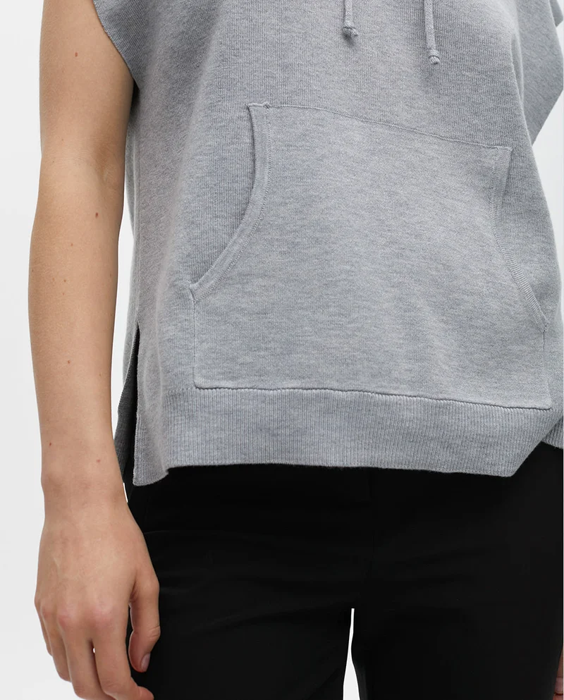 Lola Casademunt Hooded Sweater Vest with Shoulder Embellishments
