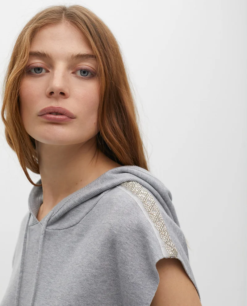 Lola Casademunt Hooded Sweater Vest with Shoulder Embellishments