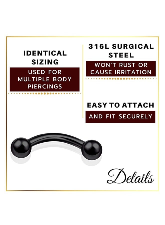 Generic 4Pcs Anodized Black 16g 5/16 8mm Curved Barbell Earrings Piercing Jewelry Cartilage Helix Eyebrow Rook 3mm Ball Cone M13678 - Image 3