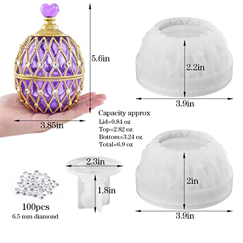 Actvty Jar Resin Mold, Jar Silicone Molds with Lid, Large Resin Jar Mold with 100 Pieces Rhinestones for DIY Trinket Storage, Jewelry Container, Candle Jars, Craft Gifts - Image 2
