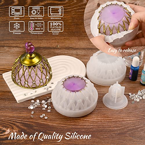 Actvty Jar Resin Mold, Jar Silicone Molds with Lid, Large Resin Jar Mold with 100 Pieces Rhinestones for DIY Trinket Storage, Jewelry Container, Candle Jars, Craft Gifts - Image 4