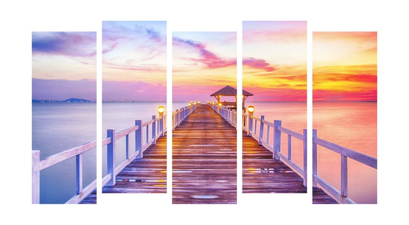 PAPER PLANE DESIGN Travel Theme Wall Art Multiple Panel Painting For Living Room (Sea Shore) - Image 5