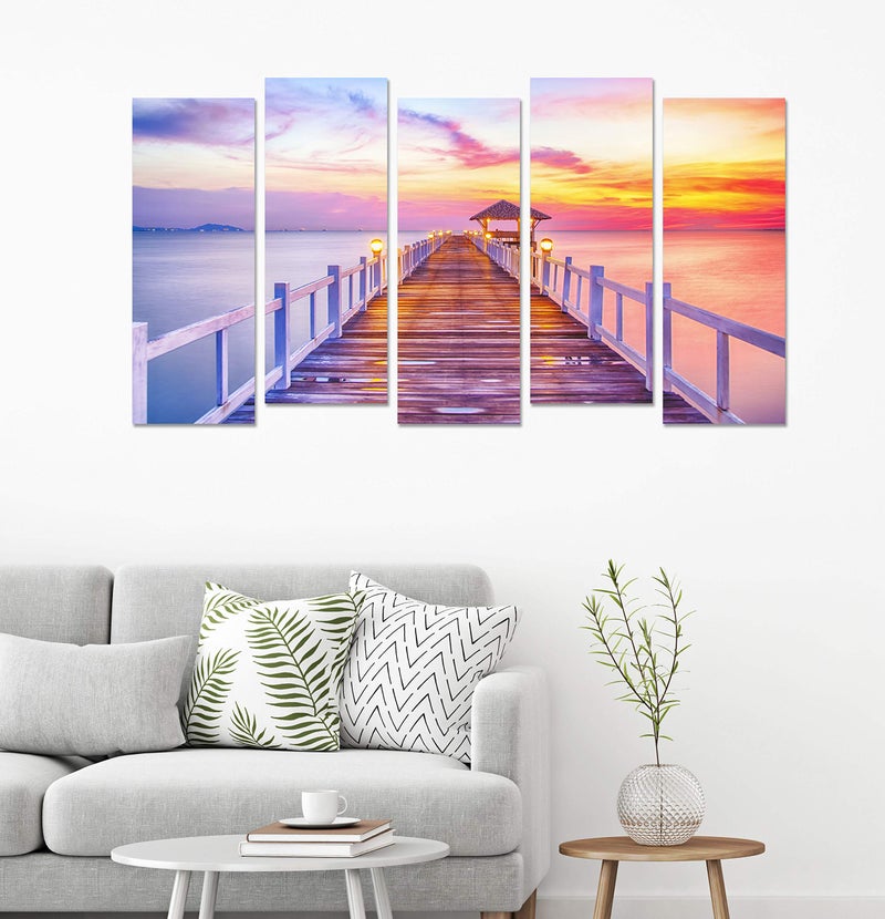 PAPER PLANE DESIGN Travel Theme Wall Art Multiple Panel Painting For Living Room (Sea Shore) - Image 2
