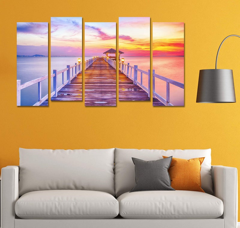 PAPER PLANE DESIGN Travel Theme Wall Art Multiple Panel Painting For Living Room (Sea Shore) - Image 3