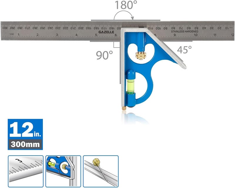 Gazelle Gazelle 12 In. Aluminum Combination Square - Image 2