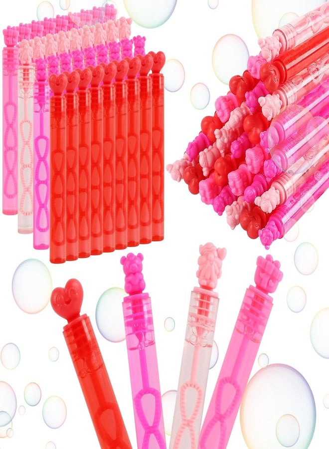 LOAVER 36 Pack Valentines Day Bubble Wands for Kids,Assorted Pink Bubble Wands Toys for Valentines Day Party Exchange Gifts Wedding Goodie Bag Fillers - Image 1
