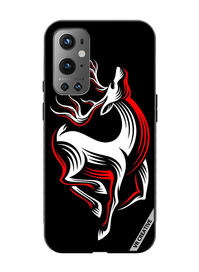 VR CREATIVE Protective Case Cover For OnePlus 9 Pro Deer On A Black Design Multicolour - Image 1