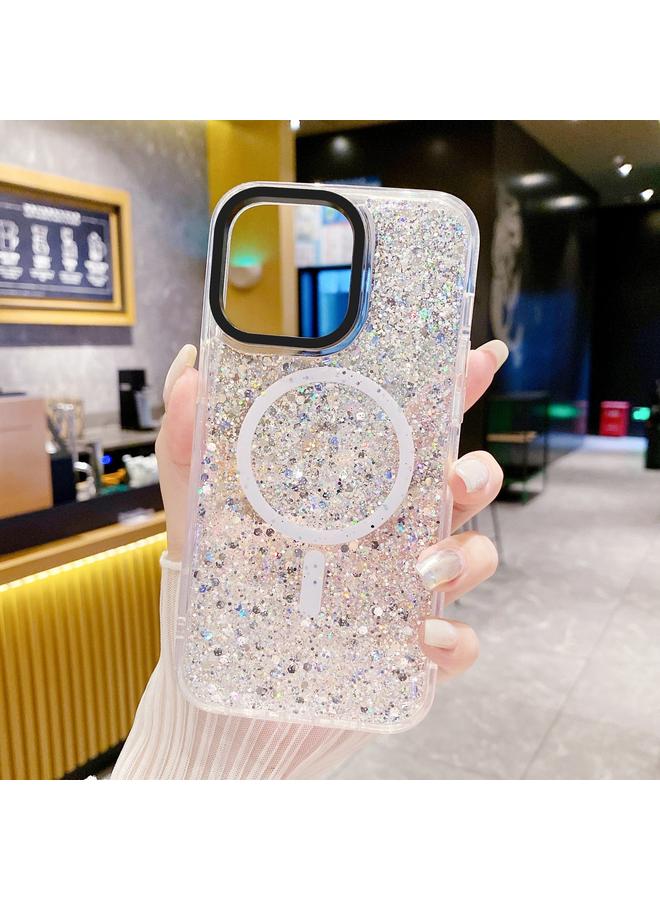 S-TOP Case For iPhone 15 Gold Armor MagSafe Glitter Epoxy Phone Case - Image 2