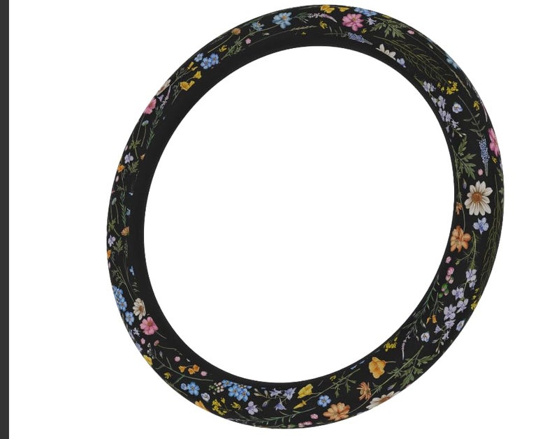 Pcnjozx Car Steering Wheel Cover for Women Men, Non-Slip Breathable Steering Wheel, Wildflower Steering Wheel Protector, Car Accessories, Universal 14" 02/2-15" Fit Auto, Suvs - Image 2