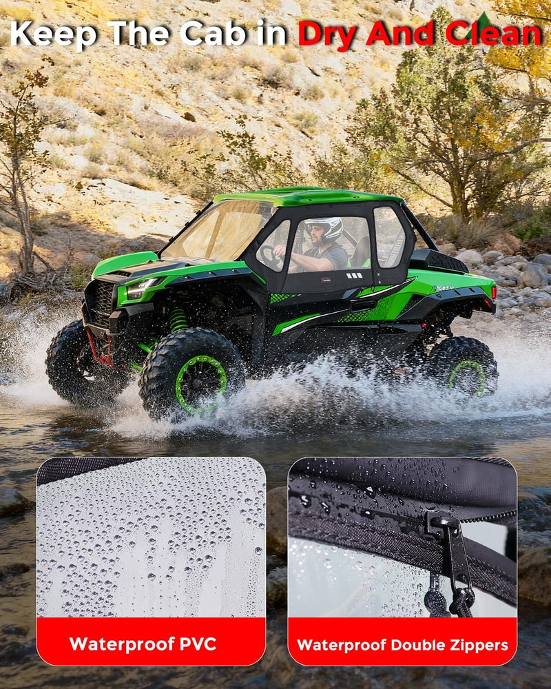 StarknightMT KRX 1000 Cab Enclosure Upper Doors,Upgrade Zipper Vent Soft Side Window Compatible With Kawasaki 2020-2026 Teryx KRX 1000,Soft Cab Doors Top Enclosure-Replace 99994-1298 Accessories - Image 4
