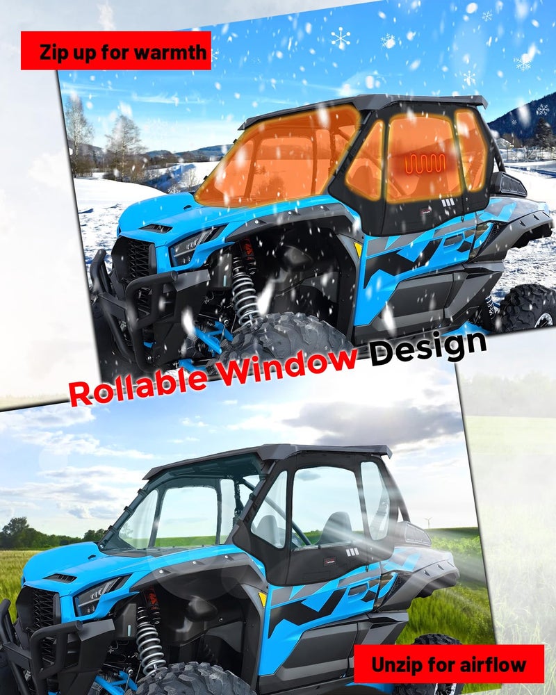 StarknightMT KRX 1000 Cab Enclosure Upper Doors,Upgrade Zipper Vent Soft Side Window Compatible With Kawasaki 2020-2026 Teryx KRX 1000,Soft Cab Doors Top Enclosure-Replace 99994-1298 Accessories - Image 3