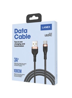 Lanx USB to Type-C Charging Cable, 1 Meter, Black - LS21C - pzsku/ZB0BAA3D93B2E1A796F27Z/45/_/1739138702/1905272f-0725-4a2f-aac1-2921cf035781