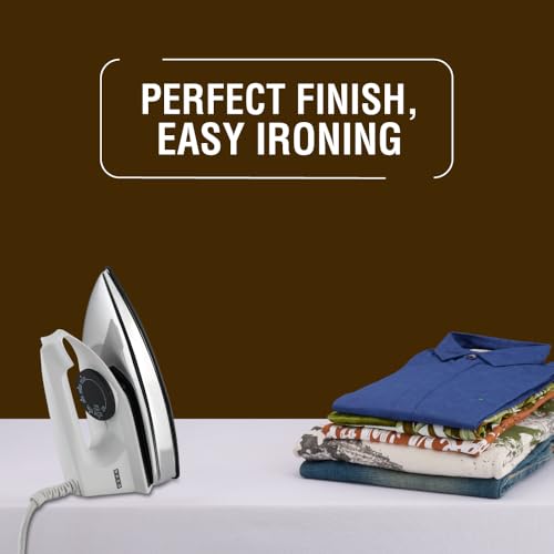 Usha 2802 1000Watt Dry Iron with Metal Body | Single Coat Black Non Stick Soleplate for longer durability | Thermal Safety Fuse | 180° Swivel Cord | 2 Years Warranty | (White) - Image 3