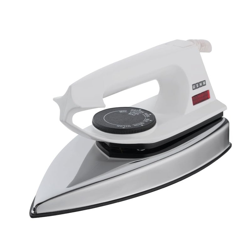 Usha 2802 1000Watt Dry Iron with Metal Body | Single Coat Black Non Stick Soleplate for longer durability | Thermal Safety Fuse | 180° Swivel Cord | 2 Years Warranty | (White) - Image 5
