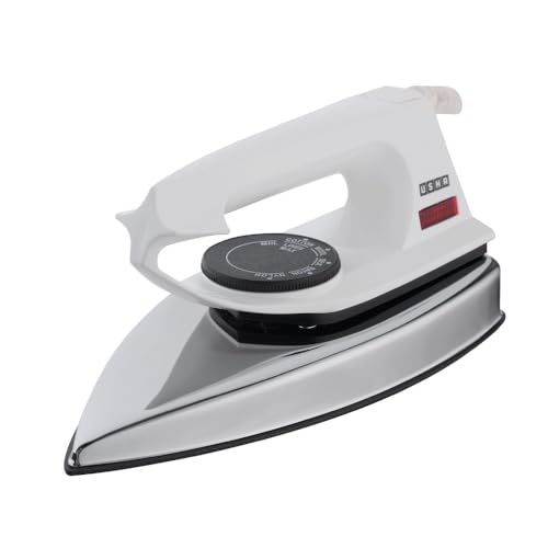 Usha 2802 1000Watt Dry Iron with Metal Body | Single Coat Black Non Stick Soleplate for longer durability | Thermal Safety Fuse | 180° Swivel Cord | 2 Years Warranty | (White) - Image 1