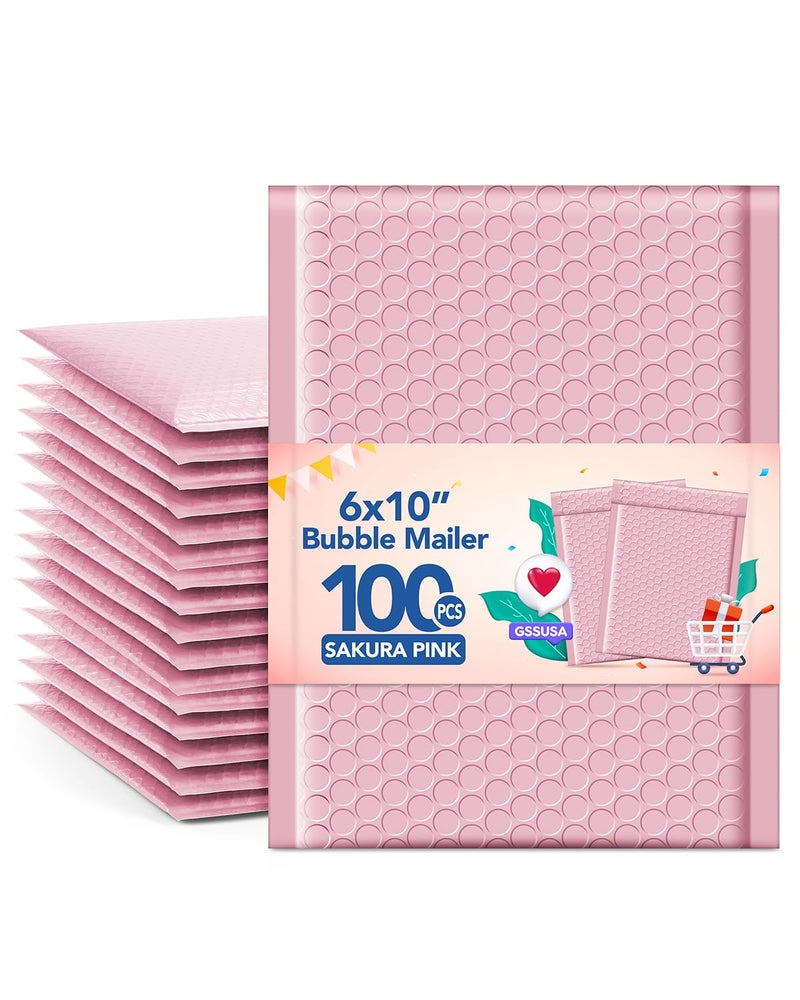 GSSUSA Bubble Mailers 6x10 Inches 100 Pack Size 6x9” Bubble Mailer Envelopes Small Packaging Mailing Envelope Bags Shipping Bag Bulk Pack Self Seal Package Mail Packing Business Supplies, Light Pink - Image 1