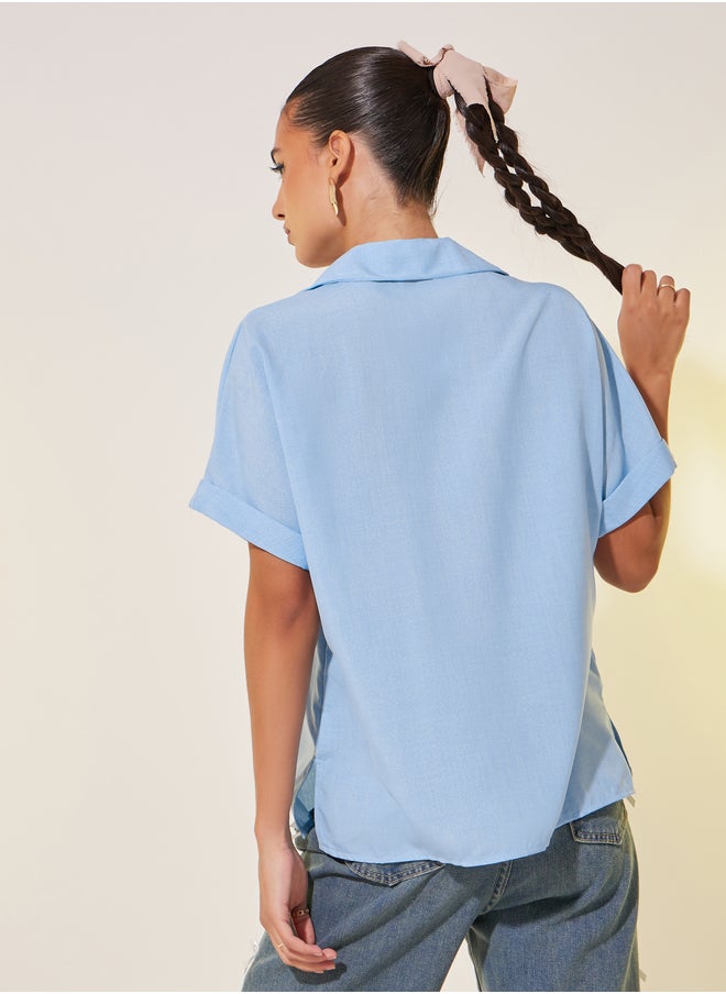 Take Two Solid Short Sleeve Spread Collar Shirt  - Image 4