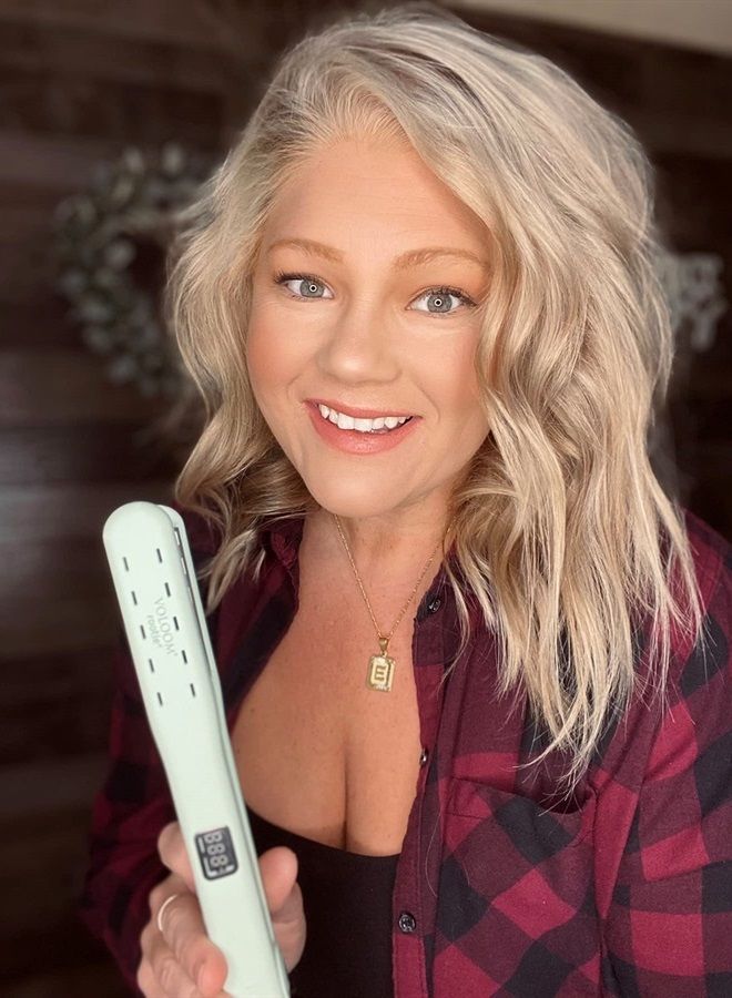 VOLOOM فولوم روتي 3/4 بوصة مكواة شعر سيراميك احترافية لتكثيف الشعر | حجم شعر يدوم | للشعر القصير أو الرقيق | درجة حرارة قابلة للتعديل | إيقاف تلقائي - Image 5