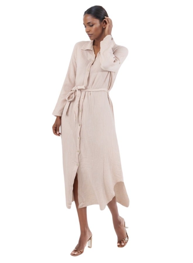 HaILYS Belted Muslin Midi Dress - Image 1