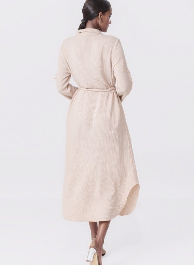 HaILYS Belted Muslin Midi Dress - Image 3