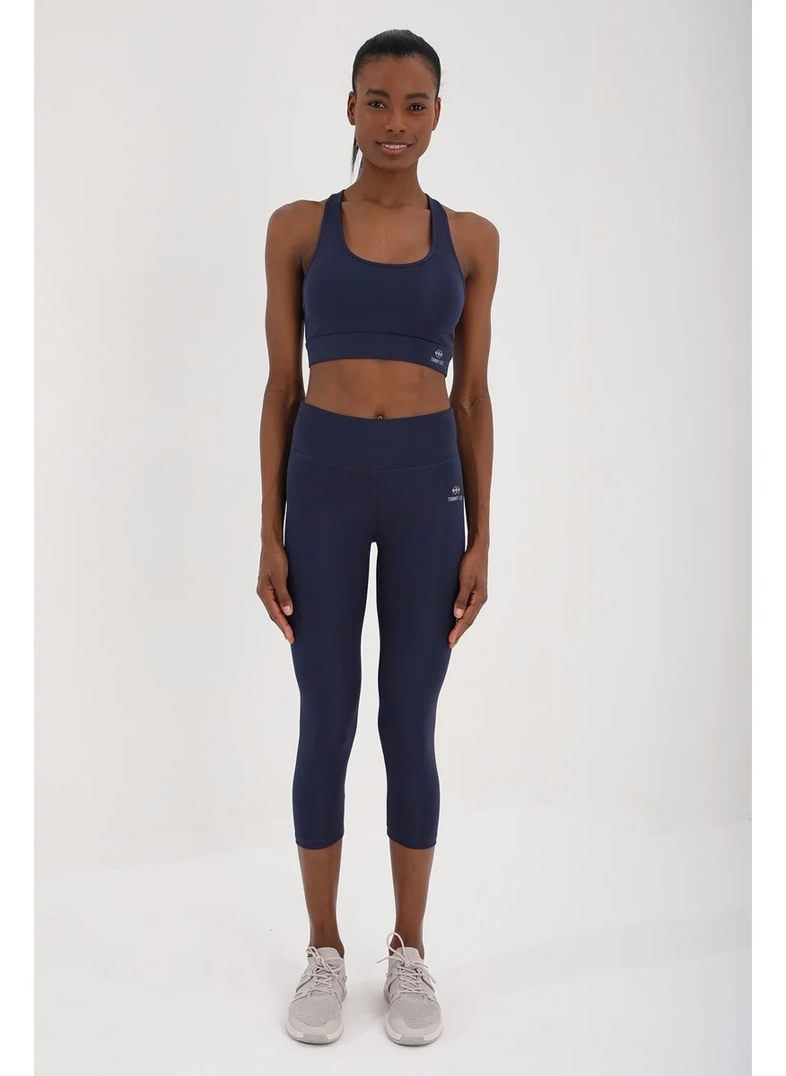 Tommy Life Indigo High Waist Slim Fit Women's Leggings Set with Cross Back Detail - 95283