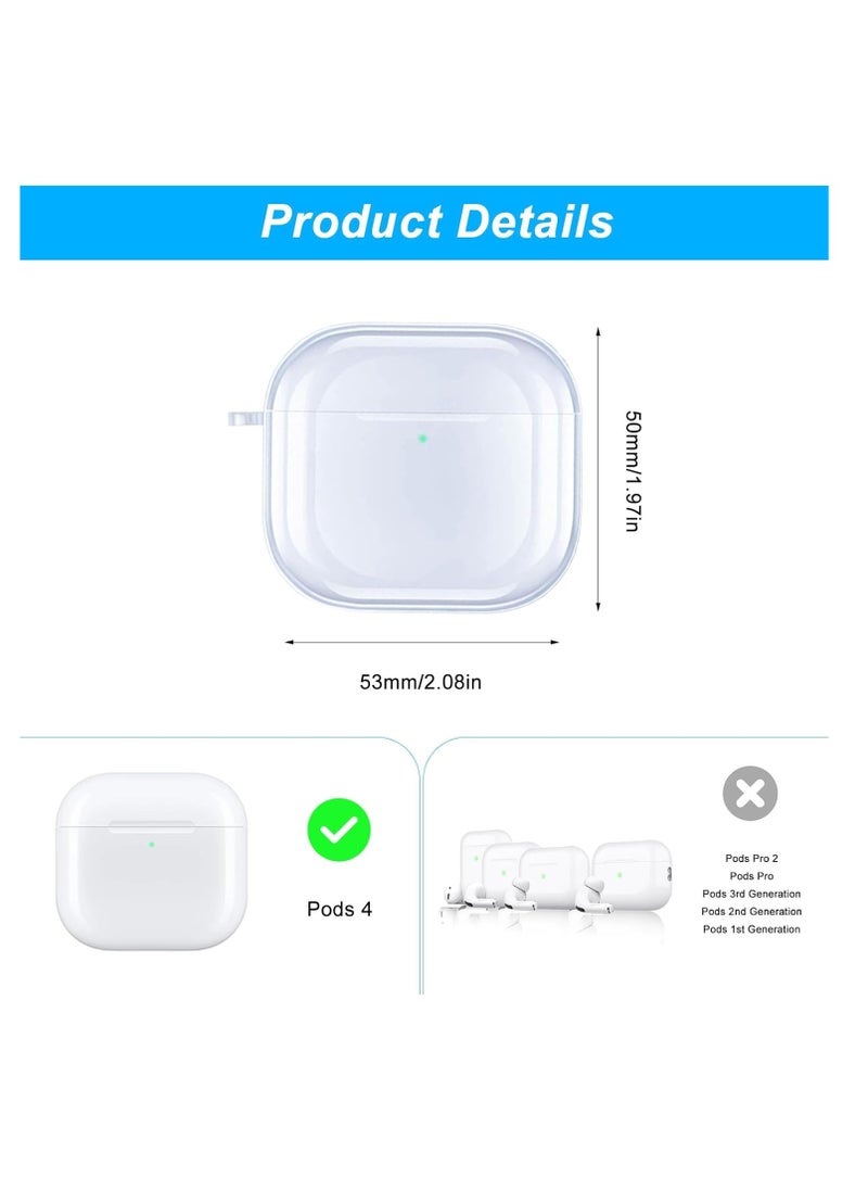 Generic - Case Compatible with AirPods 4/4 NC , Soft Silicone Earphone Protective Case Cover with Lanyard, Lightweight, Shockproof - Transparent - Image 1